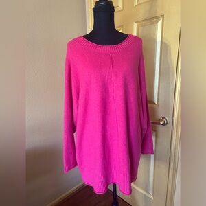 Terra & Sky Women's Oversized Fuchsia Knit Sweater